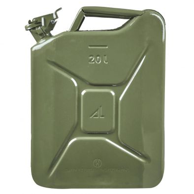 BKR® 20 Liter Green Metal Jerry Can, 14 Inch x 6 Inch x 18 Inch for Generators, Jeeps